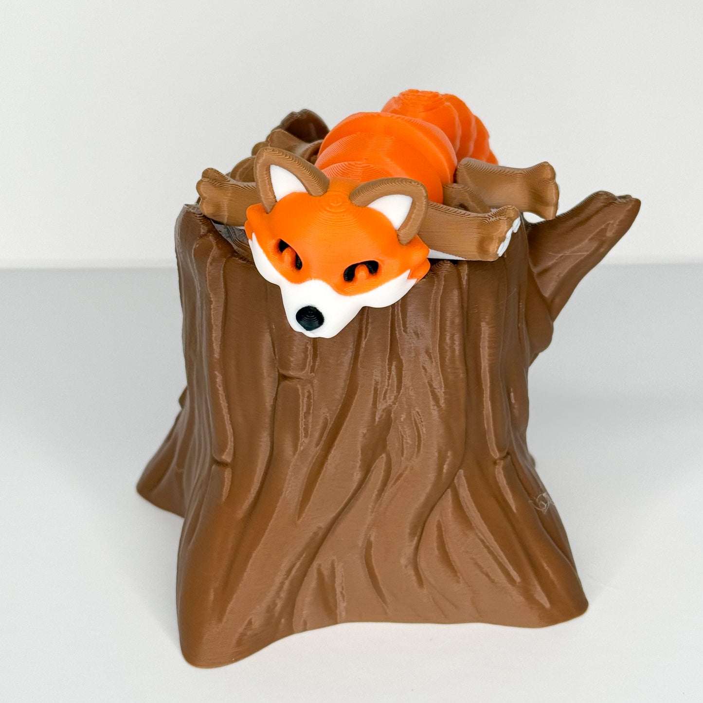 Articulated Fox with Secret Tree Stump - Twist-to-Open Surprise - Perfect Gift or Desk Pal