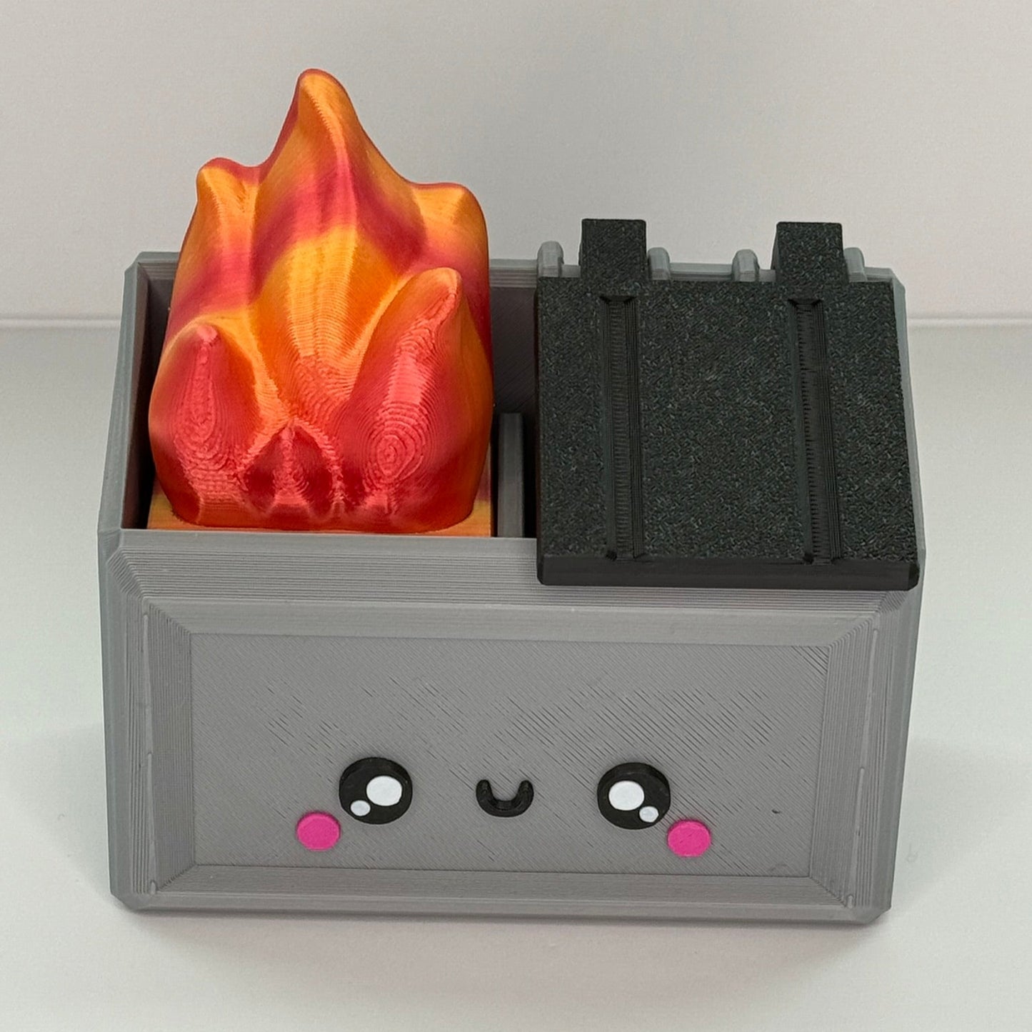 Kawaii Dumpster Fire & Raccoon/Trash Panada | Articulated | decor | funny gift | 3D printed | Fidget Toy
